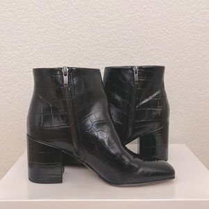 Black faux croc skin Franco Sarto booties